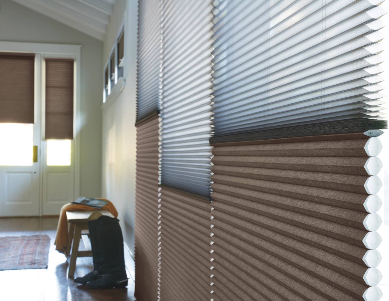 A large entryway featuring Hunter Douglas Cellular Shades near Youngstown, OH